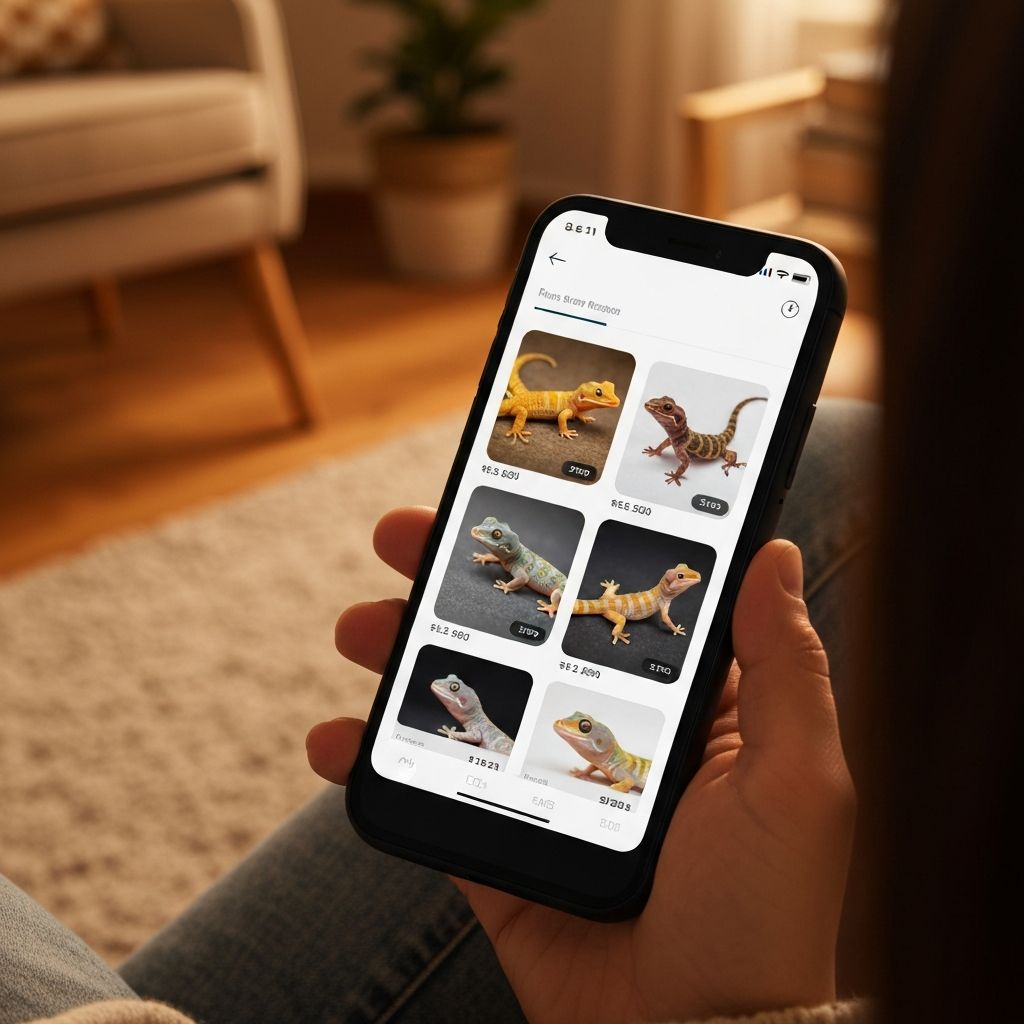Browsing reptile adoption listings on Geckoly app